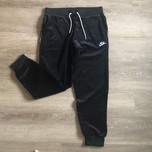 Nike black velvet track pants